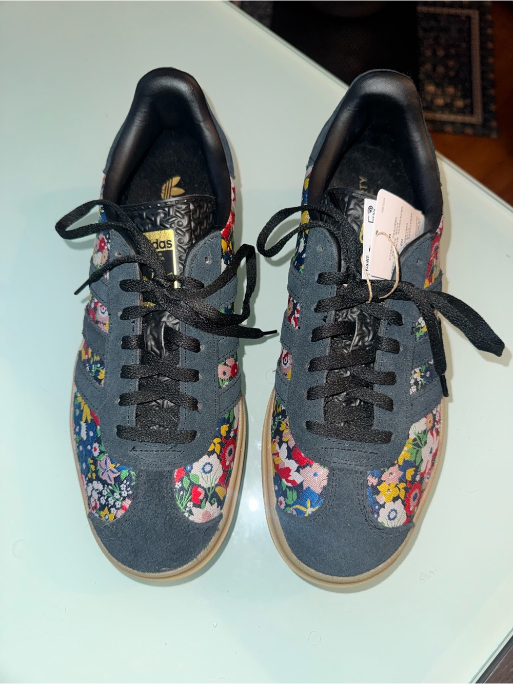 Adidas Gazelle Bold Liberty London Floral Embroidered Sneakers - size 9 - Picture 3 of 7